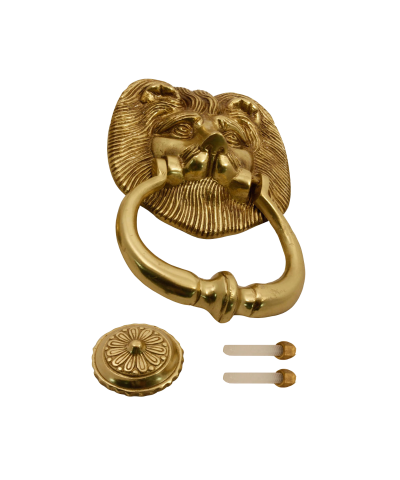 Gold Lion Face Large Door Knocker 6.5''