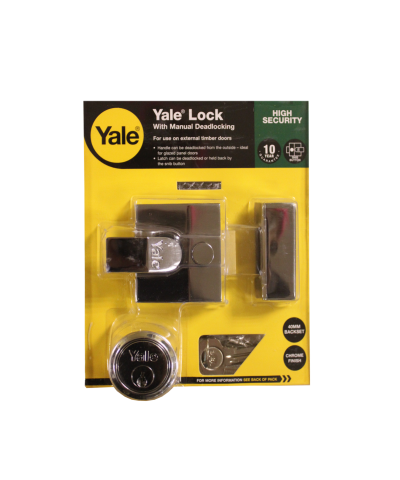 Yale Nightlatch With Manual Deadlocking P85 Chrome 40mm Backset