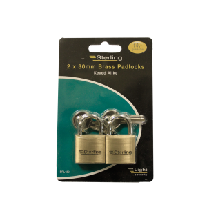 Sterling 2 x 30mm Double Locking Brass Padlock BPL432