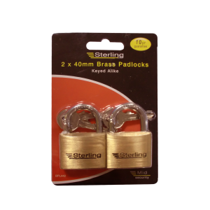 Sterling 2 x 40mm Double Locking Brass Padlock BPL442