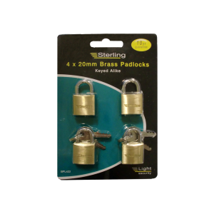 Sterling 4 x 20mm Single Locking Brass Padlock BPL422