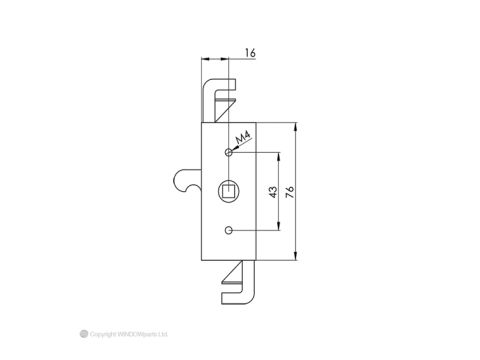 Windowparts Window Gearbox to suit Kenrick Sabrelock (with hook)