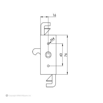 Windowparts Window Gearbox to suit Kenrick Sabrelock (with hook)