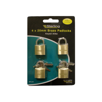 Sterling 4 x 20mm Single Locking Brass Padlock BPL422